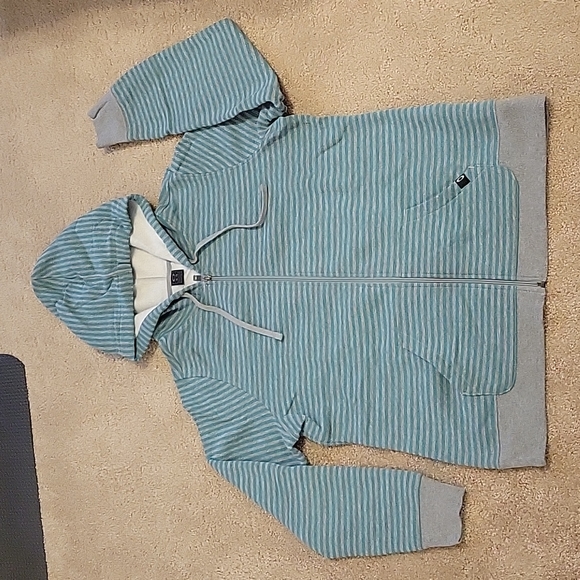 Oakley Tops - Grey and Teal Striped Oakley Zip Up Hoodie XL